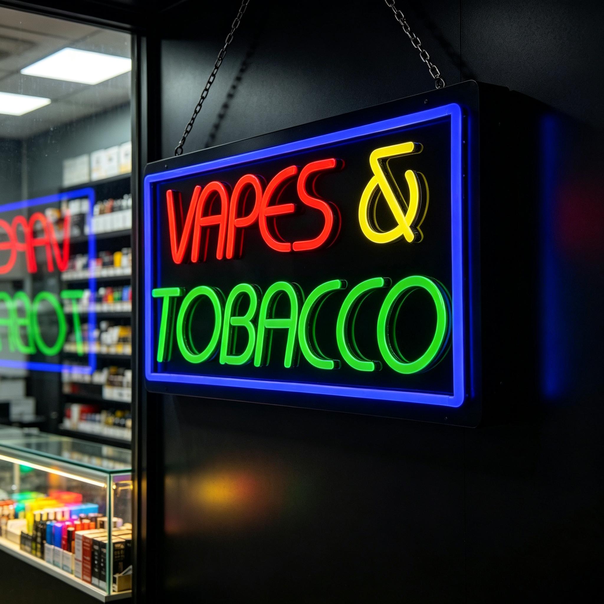 Неоновая вывеска «Табак и вейп – обзор и цена Vaping Store