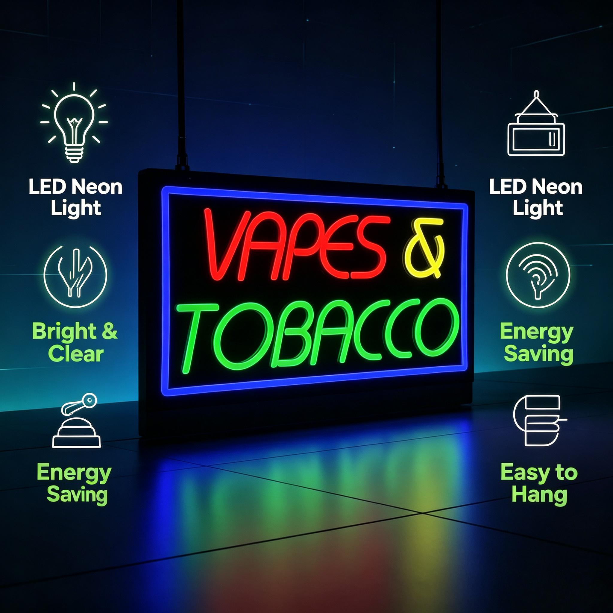 Неоновая вывеска «Табак и вейп – обзор и цена Vaping Store